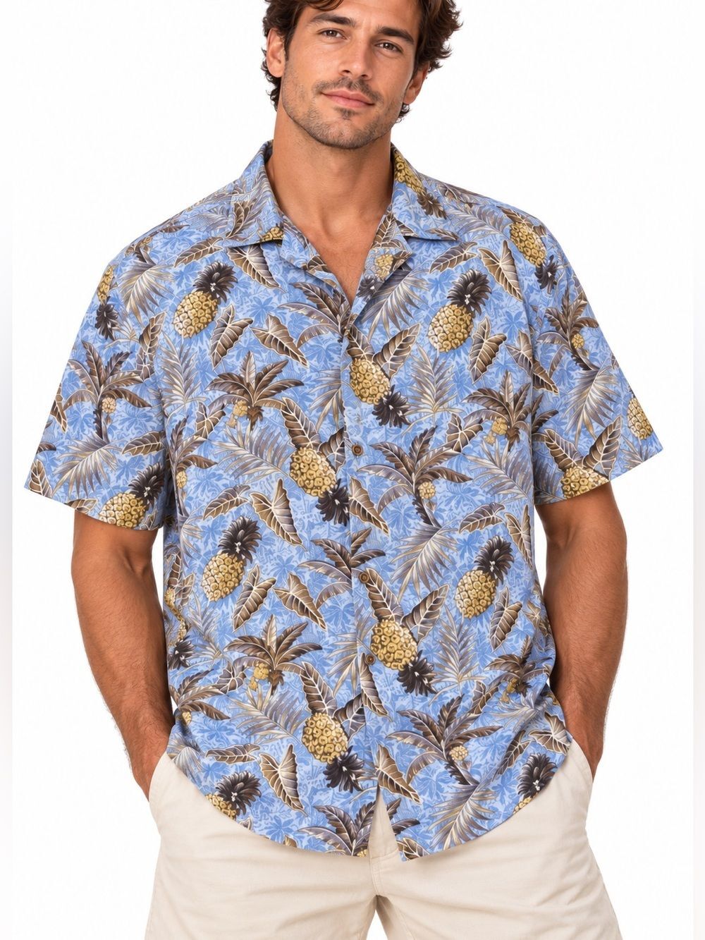 Hollis River Men’s Hawaiian Camp Shirt Size Large